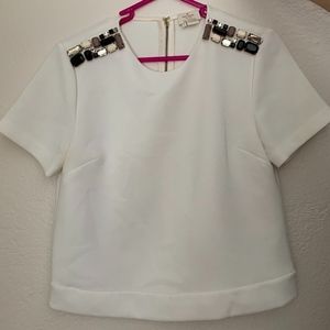 Kate Spade Jeweled Shoulder Top